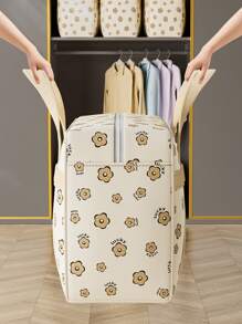 Verstärkter Quiltaufbewahrungssack mit großer Kapazität und Blumenmuster, wasserdicht, Haushalts-Umzugs-Organizer-Tasche für Kleidung, Bettwäsche, Gepäck