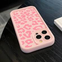 [Funda de leopardo rosa] Funda de teléfono de estampado de leopardo rosa de Apple | 1 pieza, compatible con 16, 15, 14, 13, 12, 11, XS Max, X, Plus, Pro Max, protección completa de la lente, cubierta protectora de material TPU suave, protector de teléfono inteligente a prueba de golpes