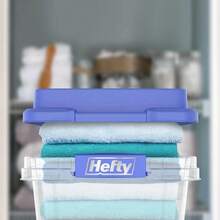 Hefty 32 Quart Clear Plastic Storage Bin Blue HI-RISE Lid, Clear Box Container - 1 - View 5