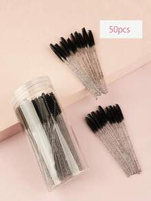 100pcs Disposable Mascara Wands, Crystal Eyebrow Brush (Suitable For Eyelash Extensions), Pink Eyelash Brush (With Storage Box), Eyebrow Brush, Eyeshadow Brush, Spiral Brush - Black - View 11