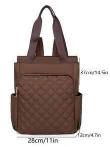 Women's Solid Color Multi-Function Large Capacity Backpack, Casual Minimalist Student Backpack, College Style Simple Shoulder Bag, Handbag, Multi-Function Backpack, Suitable For School, University, Middle School, High School, Commuting, Office And Other Occasions - Brown - View 6