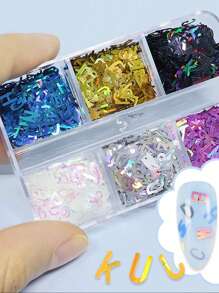 6-Grid Nail Art With 26 Holographic Letter Shaped Sequins, Suitable For Decorative Accessories Such As Fill In The Blanks Nail Supplies Nails Nail Charms Nail Gems