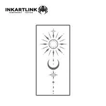 INKARTLINK，临时纹身贴，太阳月亮星星纹身贴，防水，持续1-2周 | 极简主义天体图腾 - 黑色 - 查看 5
