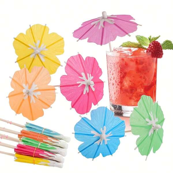 100/50/30/10pcs Mini Cocktail Umbrellas, Cocktail Picks, Drink Sticks, Cake/Food Decors, Hawaiian Drink Decors, Tropical Party Decors, Assorted Color, For Beverage & Food Decoration (Random Color)