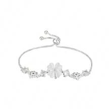 1pc Cute Sweet Cat's Eye Stone Bracelet, Adjustable Niche Design High-End Feel Jewelry - Silver - View 8