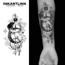 INKARTLINK，狐狸设计，临时纹身贴纸，防水持久，魔法纹身，假纹身，持续长达15天，半永久纹身，纹身贴纸 - 黑色 - 查看 2