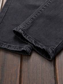 Men's Street Versatile Casual Ripped Hole Multi Pocket Workwear Overalls - Black - View 5