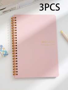 1 Book Of 52 A5 Undated Weekly Planner Coils This Schedule This Weekly Efficiency Plan This Planner Self-Discipline Coil Weekly Plan This Week To Do List Habit Tracker Planner Gift For Women, Girls Pink Journal