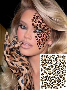 3 Blatt Gepardenmuster Tattoo Leoparden temporäre Tattoos realistische Tier Fake Tattoos Halloween Gesichtstattoos Gepardenkostüm Make-up für Party Festival Halloween