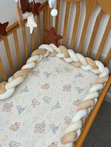 AIBOYING 1pc Tri-Color Braided Macrame Crib Bumper, Plush Minimalist Nursery Decor, Suitable For Daily Use In Bedroom