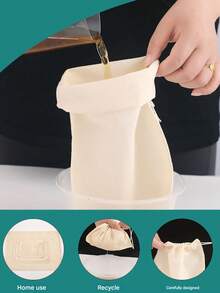 1 Nut Milk Bag, Soy Milk Filter Bag, Reusable Almond Milk Bag, High-Quality Nut Milk Bag (For Almond Milk, Soy Milk), Fine Mesh Cloth, Cheesecloth, Cold Brew Coffee Filter Paper, Chinese Medicine Bag, Can Filter Juice, Red Wine, Ice Powder Bag And Other Kitchen Accessories - White - View 4