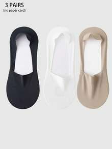 1/3/6 Pairs Men's Solid Bottom Breathable Solf Nylon Upper Low Cut Invisilbe No Show Socks With Non-Slip Gel At Heel, Suitable For Sports Or Daily Use - Multicolor - View 6