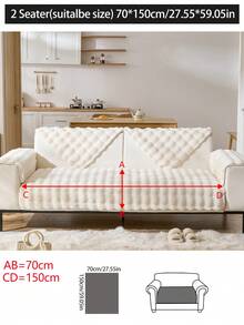1pc Thick Plush Sofa Cushion Cover, All Season Non-Slip Sofa Slipcover, Dust-Proof And Washable, Pet Friendly Protective Cover, Adjustable For Corner Sofa, Bedroom, Office, Living Room 1/2/3/4 Seater