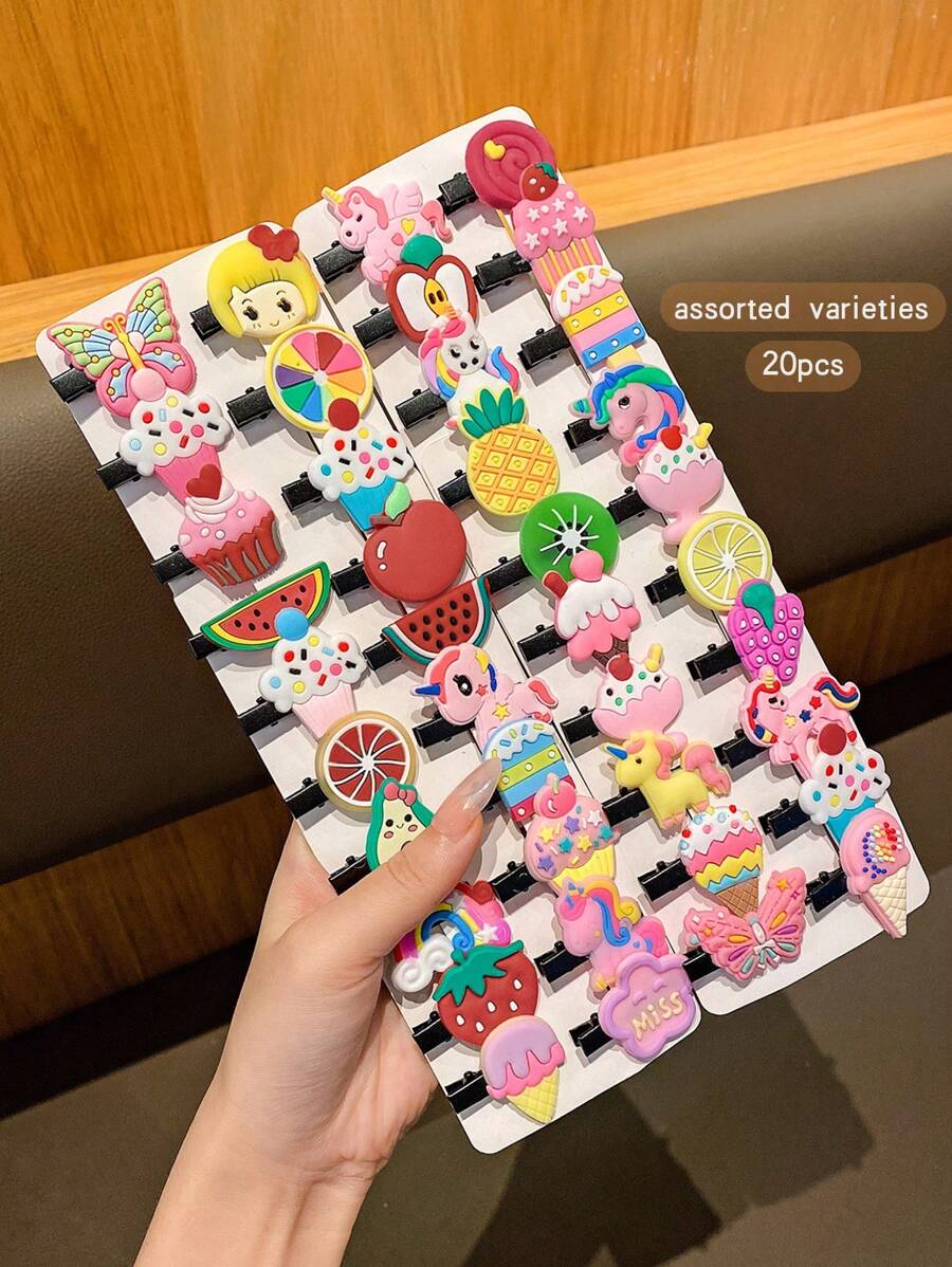 20pcs Cute Hair Clips Assorted Styles For Girls, Bangs & Side Clip Hair Accessories Won't Damage Hair