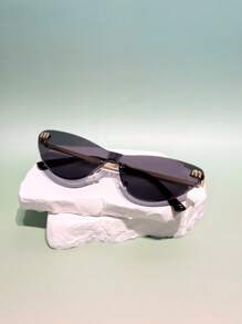 1 Pair Geometric Pattern Retro Unisex Frameless Small Rectangular Sunglasses, Versatile Fashion, Y2K Style, Elegant, Suitable For Outdoor And Various Occasions