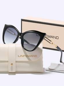 Óculos femininos LINFEMAND com armação grande e design exclusivo olho de gato, perfeitos para festas e para um visual urbano e sofisticado. Um presente surpresa ideal para qualquer ocasião.