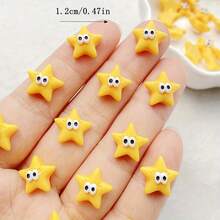 10/20/30 件可爱微型树脂黄色卡通眼睛和星星装饰 - 平面贴纸，适用于 DIY 美甲、剪贴簿、婚礼装饰、工艺品 - 非常适合面部表情美甲和创意项目