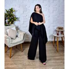 Conjunto 3 Peças Calça Blusa Capa e Top Elegante Social Duna Bonito Preto Chique Várias Formas