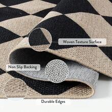 Checkered Easy Jute 3x5 Outdoor Patio Rug, Washable Rugs For Entryway Diamond Indoor Outdoor Living Room Carpet, Farmhouse Neutral Non Slip Black Door Carpet For Backyard Bedroom - Black/Checkerboard -2 - View 3