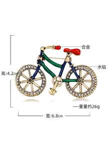 优雅合金自行车胸针，镶嵌闪亮水钻，时尚水晶镶嵌自行车别针珠宝配饰，男女皆宜 - 彩色 - 查看 4