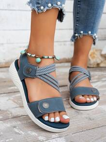 Sandalias de playa personalizadas 2025 para mujeres de baja estatura, sandalias deportivas sueltas y casuales con banda elástica transpirable y antideslizante, cierre de , suela blanda versátil para verano, suela gruesa e impermeable, adecuadas para mujeres embarazadas, livianas y cómodas con punta abierta y de moda