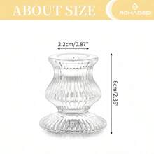 10pcs Glass Tabletop Candle Holders, Clear, Crystal Ribbed, Polished, For Table Centerpiece, Wedding, Advent Wreath, Christmas, Thanksgiving, Dinner