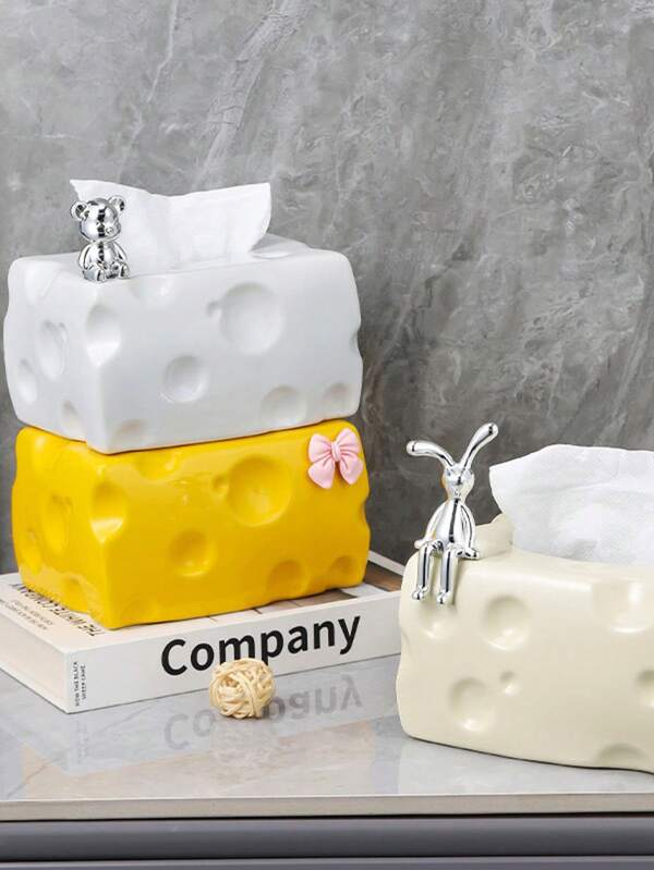 قطعة واحدة / صندوق مناديل، صندوق مناديل بلاستيكي كريمي متميز، صندوق مناديل ديكوري لغرفة المعيشة باللون الخفيف الفاخر والجميل، حديث للزينة على طاولة الطعام