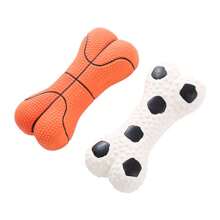 1 Pc, Latex Material, Basketball And Football Bone Toys, Outdoor Chewing And Sound Relief Dogs And Cats Pet Toys