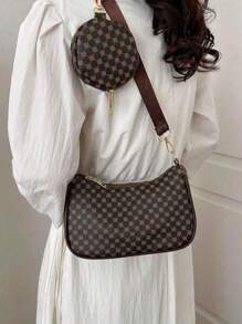 Bolso tipo hobo de impresión geométrica, liviano y de estilo casual empresarial, con cremallera y monedero, perfecto para adolescentes, mujeres, estudiantes universitarias, principiantes y trabajadores de cuello blanco, ideal para oficina, universidad, trabajo, negocios, viajes, actividades al aire libre y salidas. Bolso de mujer con monedero.