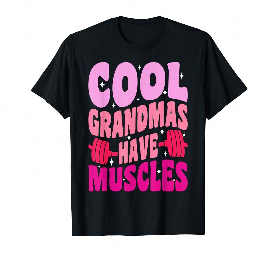 Las abuelas geniales tienen músculos - Camiseta de powerlifting para abuela - Negro - Ver 1