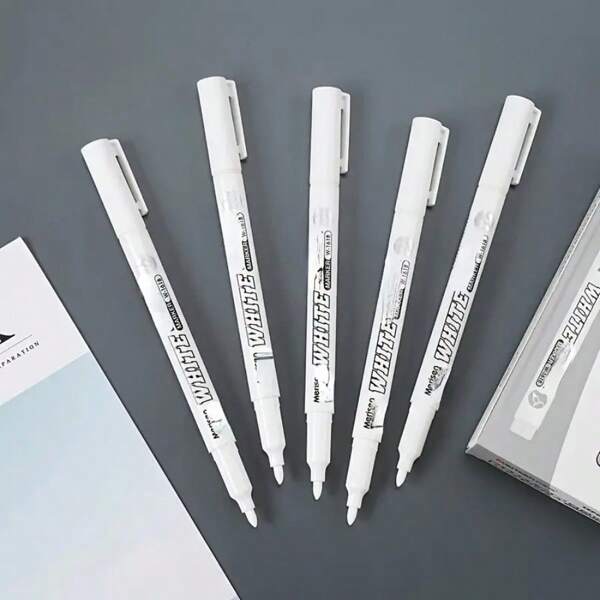 1pc/2pcs White Waterproof Permanent Marker Pens, Suitable For DIY Graffiti, Wood, Glass, Painting, Artificial Leather And Account Books, Birthday Gift, Christmas, Halloween, New Year Gift, Easter Gift! School Supplies,Back To School