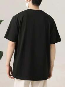 Men Plus Size T-Shirts - Black - View 2