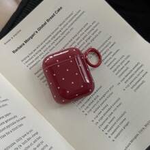 深红色圆点耳机盒+挂环 适用于Apple Pro 3/Pro 2/Pro/ 4/3/2，时尚耳机盒/女士耳机盒 - 紅色 - 查看 6