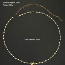 1 pieza Cinturón de dama con cadena de imitación de perla de estilo minimalista y de moda boho con decoración de estrella de mar, adecuado para playa, viajes de verano, accesorio de joyería