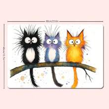 4 Stücke süße Cartoon Katzen Badezimmer Duschvorhang Set, beinhaltet Badematte, U-förmiger Toilettendeckel, wasserdichter Duschvorhang, modische Vorhangpaneele für Badezimmerdekoration, moderner Stil, keine Bohrung erforderlich, maschinenwaschbares Badezimmerzubehör für den Schulanfang