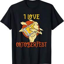 High Quality Beer T-Shirts Brand New I Love Oktoberfest - German Beer Drinking Festival T-Shirt - Black - View 1
