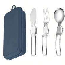 Compact Stainless Steel Cutlery Set (3pcs) – Portable Spoon, Fork & Knife | Durable, Polished Finish | Ideal For Camping, Hiking & Outdoor Dining