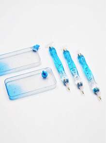1Set Replacement Nibs For New Design Curve Pens Suitable For 5D Diamond Painting - DIY Art Paint Brush Kit With 6 Replaceable Plastic Heads And Glue, Perfectly Suited Resin Pen Tips Ideal For Dotting Drillers, Great For DIY Arts Projects & Nail Art Accessories