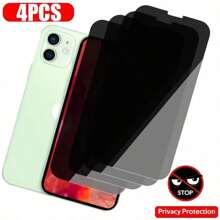 4Pcs Full Coverage Anti-Spy Screen Protector For IPhone 16 15 14 Pro Max 11 12 13 Pro Mini X XR XS Max Glass