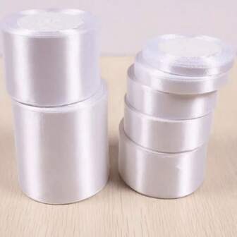 1 卷 25 米长 0.6/1/1.5/2/2.5/4/5 厘米宽白色缎带，纯色织物丝带，多种尺寸选择，工艺品，椅子饰带，情人节礼物，包装，邀请卡，花蝴蝶结，缝纫，派对，婚礼，万圣节，圣诞节装饰