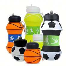 550 Ml/18.6 Oz/2025 Outdoor Silicone Water Cup - Soccer Basketball Water Bottle -Collapsible Silicone Sports Cup For Gym Travel Kids, Football Design Reusable - -Leak Proof (Euro Cup Gift)-Football Water Bottle-Collapsible Silicone Sports Cup For Soccer-Kids Soccer Ball Water Bottle-Foldable Silicone Cup For Boys Girls School Sports- - Birthday Christmas Gift Ideas-Back To School - Multicolor - View 3