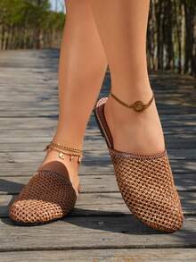 Women's New Arrival Hollow-Out Comfortable Flat Beach Sandals - Brown - View 5