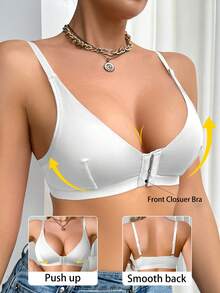 女士简约前开合无钢圈舒适文胸 - 白色 - 查看 4