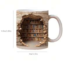 1pc, Book Shelf Coffee Mug, Ceramic Coffee Cups, Bookshelf Break Through Water Cups, Summer Winter Drinkware, Gifts