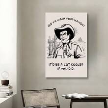Framed  Did Ya Wash Your Hands Poster  Retro Cowboy Print  Western Art   Art  Humorous Bathroom Wall Decor  Funny Guest Bath Decoration  Powder Room Decor  Wall Art For Kitchen Bathroom Living Room Mother's Day Easter Father's Day Christmas Halloween Birthday Party Decorations - Framed - View 3