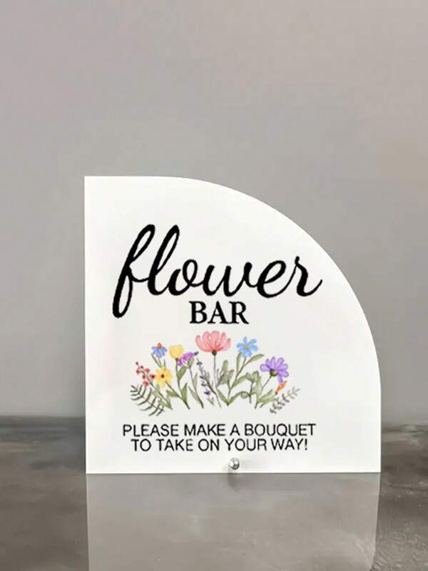 1pc Acrylic Floral Sign With Stand - Tabletop Decor, Suitable For Wedding, Wedding Reception, Party Decoration, Christmas Gift, Ideal Present