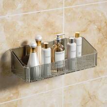 1/2pcs Bathroom Shelf, Home Rustproof Hanging Bathroom Storage Rack, Waterproof No-Drill Wall Mount Organizer For Shower, Toilet, Kitchen, Balcony