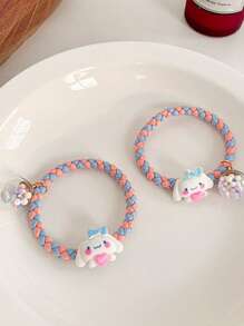 Sanrio Sanrio 2pcs/5pcs Hello Kitty Hair Tie Candy Color Beads High Elastic Hair Accessories Sweet And Cute With Rhinestone Pendants Girls Teenagers Adults Daily Holiday Party Wear Summer Home Bathroom Decoration Fashion Multifunctional Hair Rope