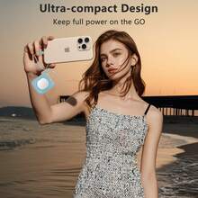 LUCKYDUO 10000mAh 移动电源内置 2 条电缆，LED 显示屏快速充电电池组，带镜子的便携式充电器，旅行必备，超薄电池组，兼容 和其他 Type-C Android 手机，适合夏季假期户外旅行/露营和紧急备用移动电源，适合送给家人、朋友、生日电量显示的礼物 - 藍色 - 查看 6
