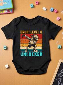 Bruh Level 8 Unlocked Kid T-Shirt, 8 Year Old Birthday Dabbing Boy Shirt, Gamer Youth Shirt, Toddler Birthday Shirt, Birthday Party T-Shirt. TD1216 - 黑色 - 查看 2